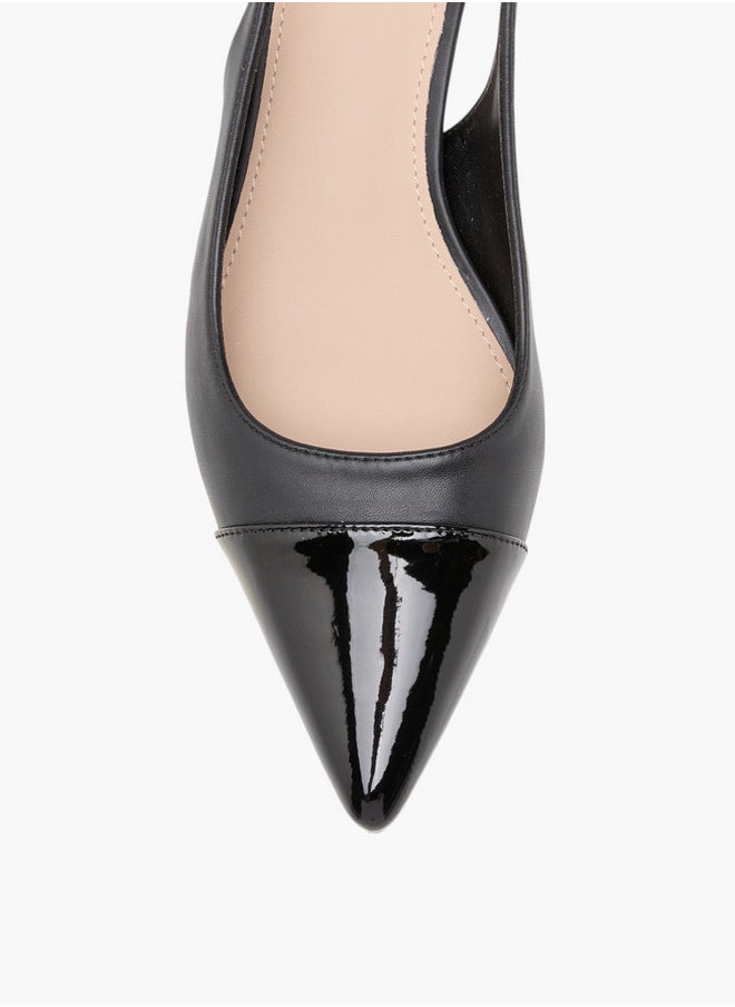 Flora Bella By Shoexpress Women's Monogram Print Pointed Toe Slingback Shoes with Kitten Heels  - Image 4