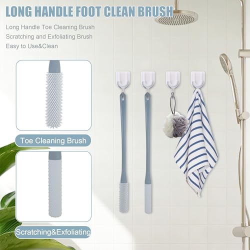 OWIIZI Toe Cleaning Brush 15.7" Foot Scrubber in Shower with Long Handle Silicone Foot Brush Soft Skin Exfoliation Lotion Applicator for Foot Seniors,Elderly, Men and Women 2Pack - Image 4