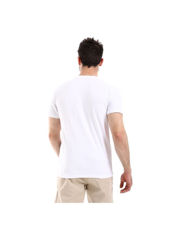 Pavone Self Patterned Short Sleeves Round Neck White  T-Shirt  - Image 3