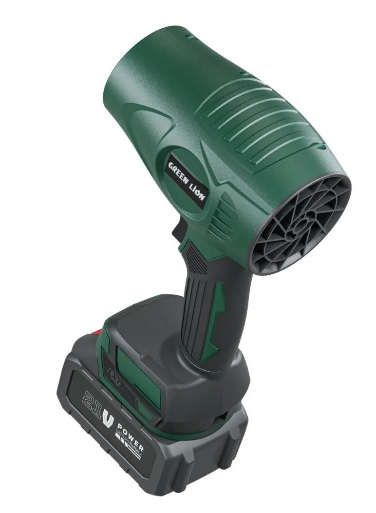 GREEN LION Storm Jet Cordless Blower with 21V Detachable Battery / High-Quality Material / Strong and Durable Blower for Cleaning Debris from Larger Surfaces / 80mm 12-leaf Fan / Powerful Air Duster - Green - Image 2
