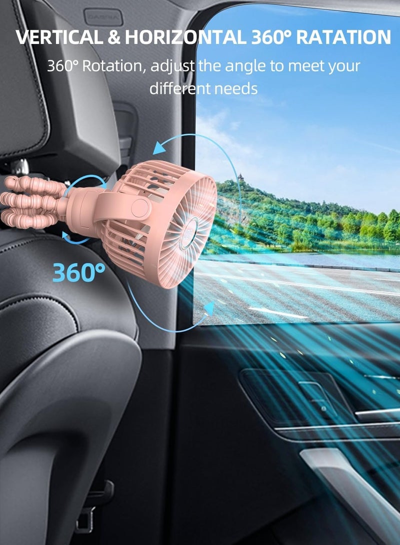 general Stroller Fan, LED Light Portable Fan, 2000mAh Battery Operated Small Clip on Fan, 4 Speed Rechargeable Mini Personal Fan Cooling Travel Fan For Car Seat Crib Treadmill (Pink) - Image 4