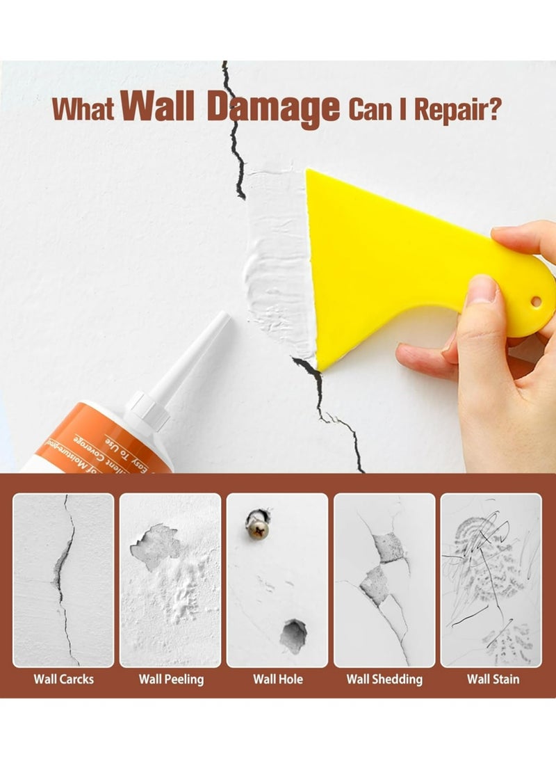 Jakehoe 2PCS Drywall Repair Kit, Spackle Wall Repair, Wall Repair Patch Kit to Fill The Holes, Walls Putty Hole Repair Quick and Easy Solution, Sandpaper, Drywall Patches with Scraper - Image 3