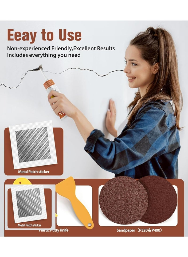 Jakehoe 2PCS Drywall Repair Kit, Spackle Wall Repair, Wall Repair Patch Kit to Fill The Holes, Walls Putty Hole Repair Quick and Easy Solution, Sandpaper, Drywall Patches with Scraper - Image 5
