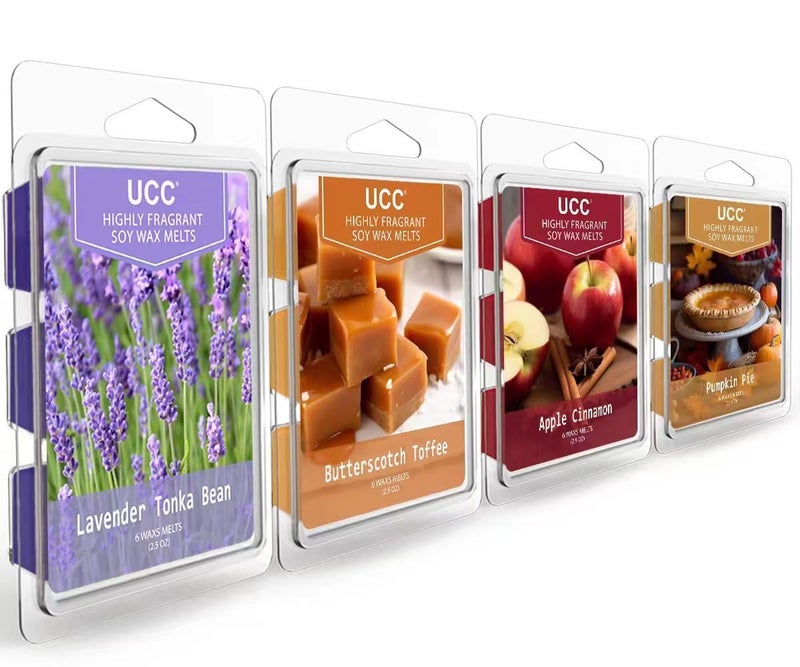UCC Plant Based All Natural Fall Wax Melts, Highly Scented Fragrances, Long Lasting Premium Soy Scented Melts Cubes, Wax Melts Tarts, Colored Wax Melt - 4 Pack - Image 1