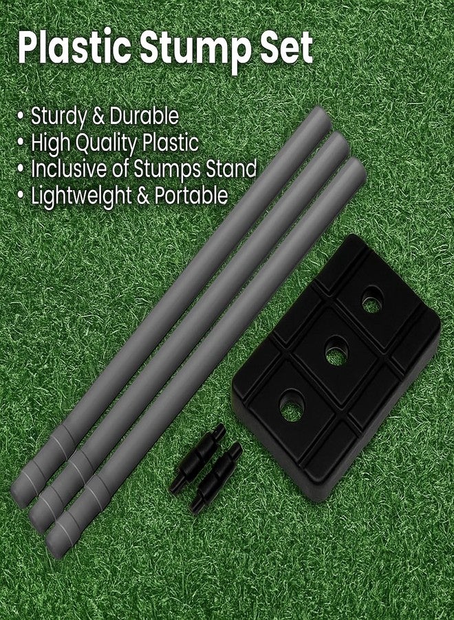Jaspo Cricket Wicket Set - 30 Inch Grey Plastic Stumps with Stand & Bails | Durable Cricket Wickets for Ground, Match, Tournament, Practice | Standard Size Cricket Kit for All Ages (Grey) - Image 5