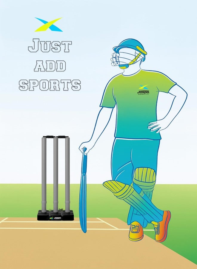 Jaspo Cricket Wicket Set - 30 Inch Grey Plastic Stumps with Stand & Bails | Durable Cricket Wickets for Ground, Match, Tournament, Practice | Standard Size Cricket Kit for All Ages (Grey) - Image 2