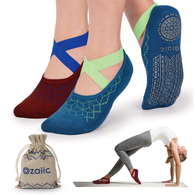 Ozaiic Pilates Socks for Women Non Slip Grip, Yoga Socks with Grippers for Barre, Hospital, Ballet, Dance, Barefoot Workout - Image 1