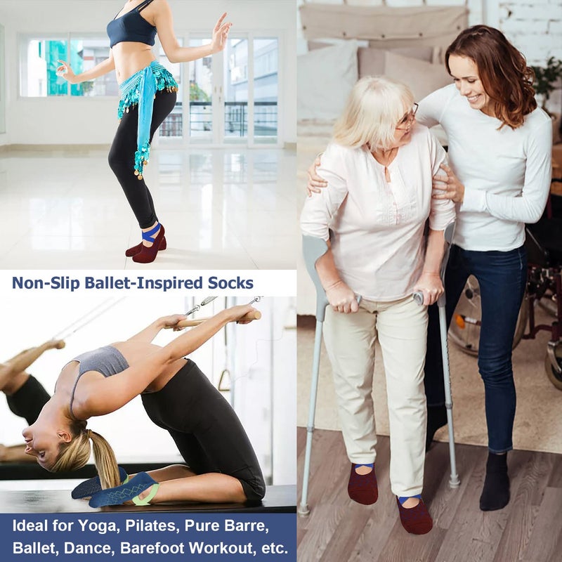 Ozaiic Pilates Socks for Women Non Slip Grip, Yoga Socks with Grippers for Barre, Hospital, Ballet, Dance, Barefoot Workout - Image 5