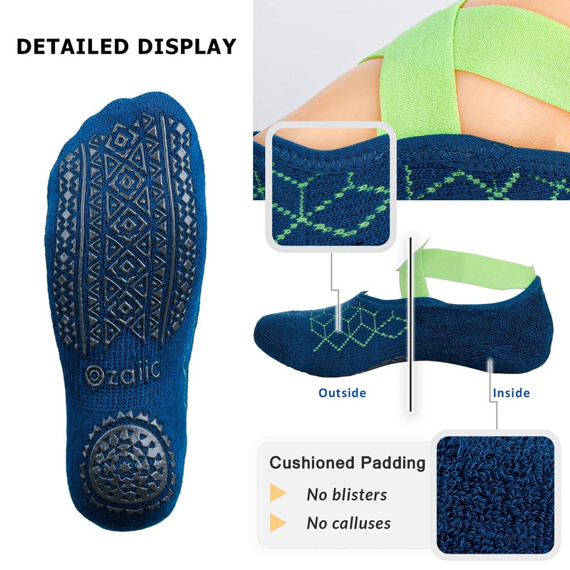 Ozaiic Pilates Socks for Women Non Slip Grip, Yoga Socks with Grippers for Barre, Hospital, Ballet, Dance, Barefoot Workout - Image 2