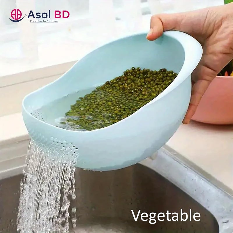 AsolBD 1pc Rice Washer Strainer Colanders for Cleaning Vegetable Fruit Pasta bowl Organizer Colander Multifunctional Kitchen Washing Basket Basin, Kitchen Supplies, Dishwasher Safe (Blue) - Image 3