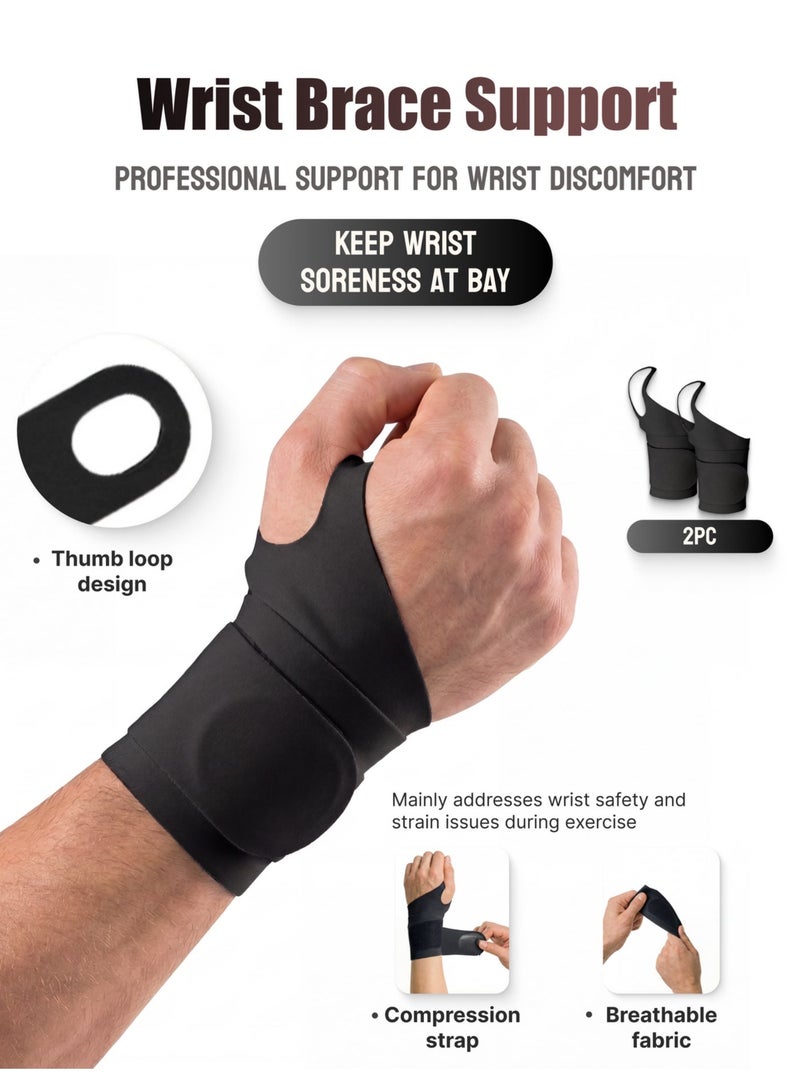 زونيكس طقم من قطعتين من دعامات دعم المعصم بحلقة الإبهام، غلاف ضغط قابل للتعديل، أحزمة مرنة فائقة النحافة وقابلة للتهوية لتخفيف الألم، ومتلازمة النفق الرسغي، والتهاب الأوتار، والتهاب المفاصل – مثالية للعمل المكتبي، والكتابة، والألعاب، والمهام اليومية، تناسب الرجال والنساء (مناسبة لليسرى واليمنى) - Image 1
