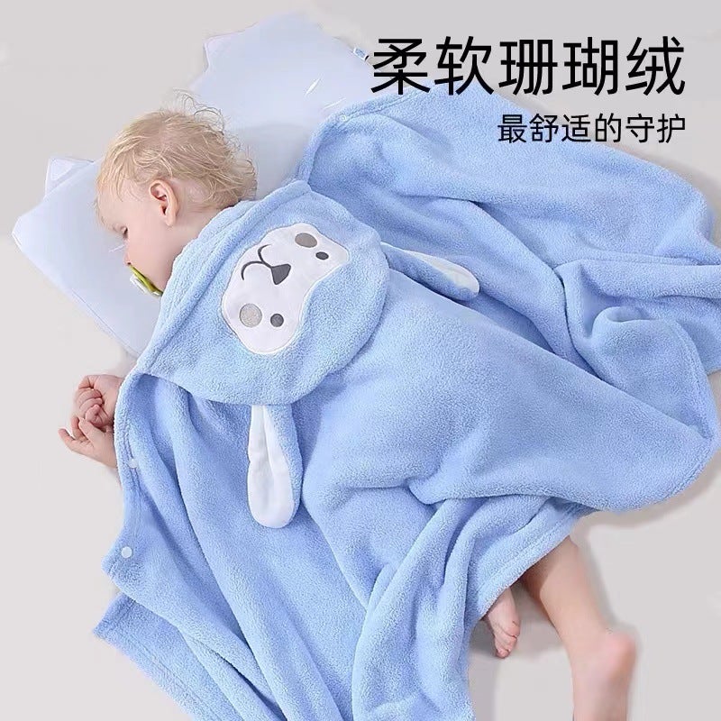 Coral Fleece Children'S Bath Towel Cloak Absorbent Super Soft Bathrobe - Image 3