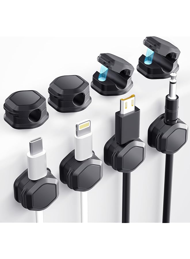erorex Magnetic Cable Clips Adjustable Cord Holder Organizer For Desk Cable Management Strong Adhesive Charger Wire Keeper For Home Office Desk Phone Car Wall Desktop Nightstand Black 8Pcs - Image 1