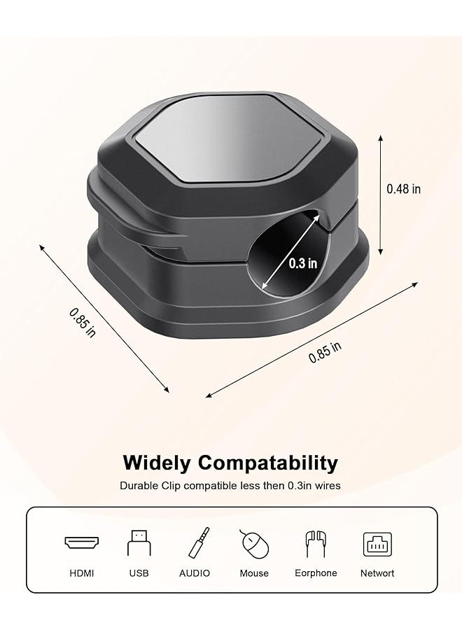 erorex Magnetic Cable Clips Adjustable Cord Holder Organizer For Desk Cable Management Strong Adhesive Charger Wire Keeper For Home Office Desk Phone Car Wall Desktop Nightstand Black 8Pcs - Image 2