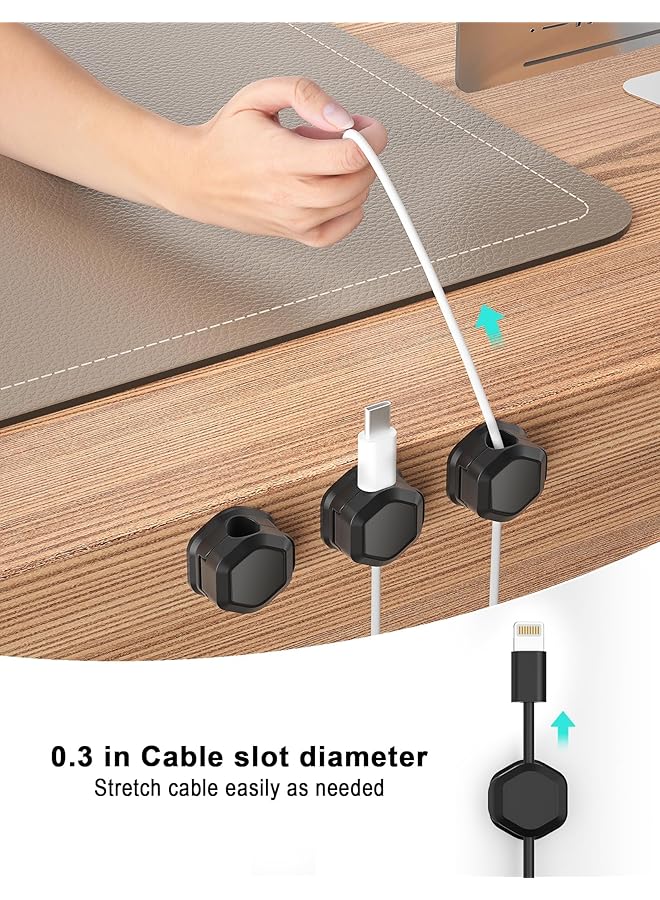 erorex Magnetic Cable Clips Adjustable Cord Holder Organizer For Desk Cable Management Strong Adhesive Charger Wire Keeper For Home Office Desk Phone Car Wall Desktop Nightstand Black 8Pcs - Image 5