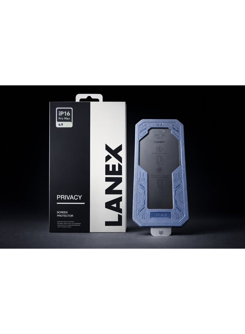 LANEX Privacy Screen Protector for iPhone 16 Pro Max (6.9") with Auto-Alignment Kit - 9H Tempered Glass Anti-Spy - Image 5
