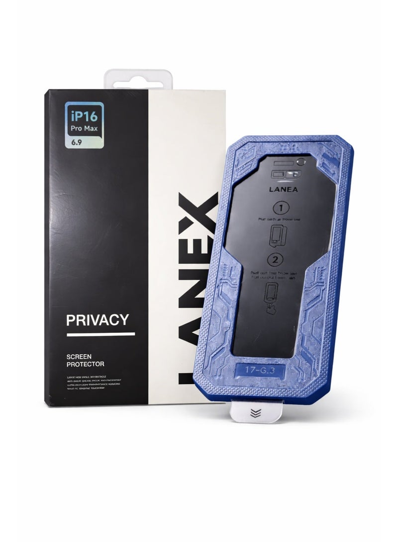 LANEX Privacy Screen Protector for iPhone 16 Pro Max (6.9") with Auto-Alignment Kit - 9H Tempered Glass Anti-Spy - Image 1
