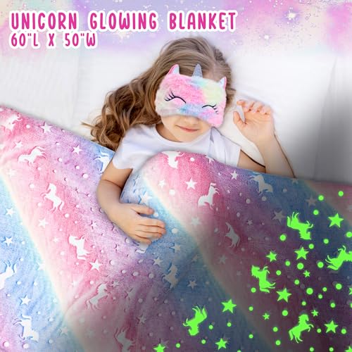 Golray 10 Pcs Unicorn Gifts for Girls Toys Christmas Birthday Gifts Kids Girls Age 3 4 5 6 7 8 9 12 with Glowing Blanket/LCD Drawing Tablet, Unicorn Kids Girls Toys for Daughter, Niece, Granddaughter - Image 3