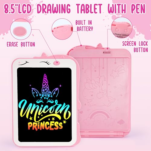 Golray 10 Pcs Unicorn Gifts for Girls Toys Christmas Birthday Gifts Kids Girls Age 3 4 5 6 7 8 9 12 with Glowing Blanket/LCD Drawing Tablet, Unicorn Kids Girls Toys for Daughter, Niece, Granddaughter - Image 4