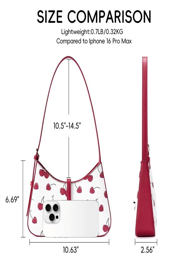 CLUCI Shoulder Bag for Women, Purses for Women, Handbag Hobo Bags Vegan Leather Crossbody Purse with Adjustable Strap, Red With White, Fashion - Image 4