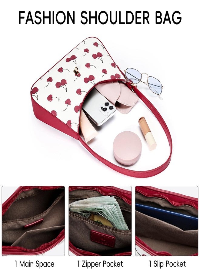 CLUCI Shoulder Bag for Women, Purses for Women, Handbag Hobo Bags Vegan Leather Crossbody Purse with Adjustable Strap, Red With White, Fashion - Image 5