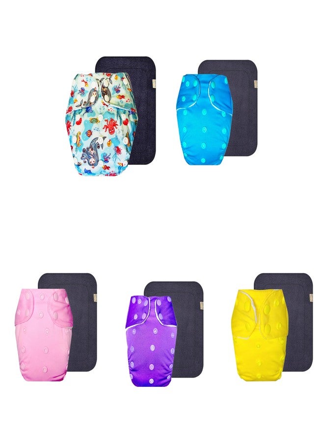 حفاضات دمبلدو القماشية الممتازة مع حشوة رمادية (عبوة من 5) | ملائمة تمامًا | مانعة للتسرب | مناسبة للسفر | موثوقة من قبل الأمهات | من 3 أشهر إلى 3 سنوات | للجنسين - Image 1