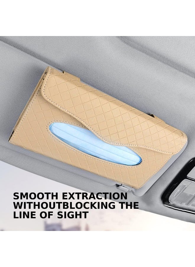 NALANDA CARTBOX01C Visor Tissue Holder PU Hanging Tissue Holder for Car PU Leather Napkin Paper Mask Holder for Seat Back and Sun Visor-Beige  - Image 3