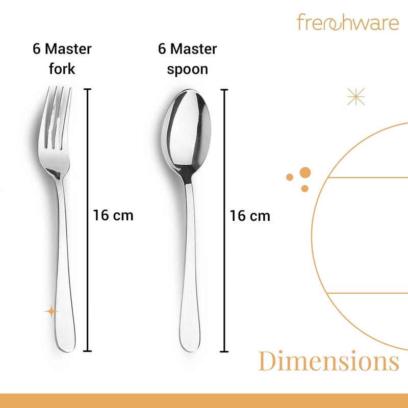 FrenchWare Cutlery (Set of 12, Stainless Steel Spoons - 6 and Forks - 6), 100% Food Grade, Non Toxic, Anti-Rust, Dishwasher Safe, Perfect Gifting Set for All Occasions - Image 5