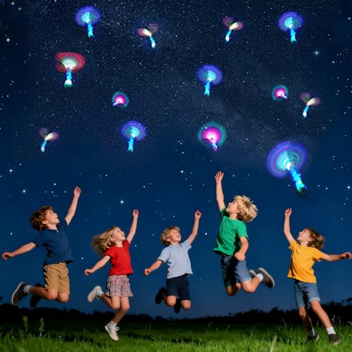 Bloolilies 72 Pcs LED Slingshot Flying Toys for Kids with 36Pcs Slingshots36Pcs Glow Helicopters Glow in The Dark Rocket Launcher Outdoor Light Up Toys Easter Gifts Party Favors for kids 48 812 - Image 5