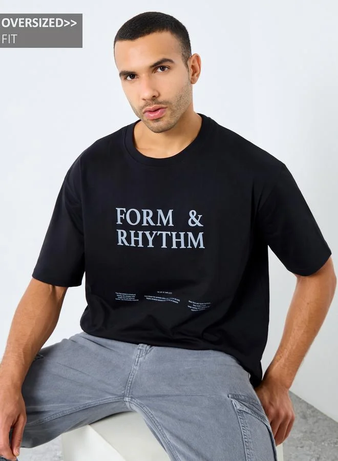 Styli Styli Men Black Graphic Print Oversized T-Shirt