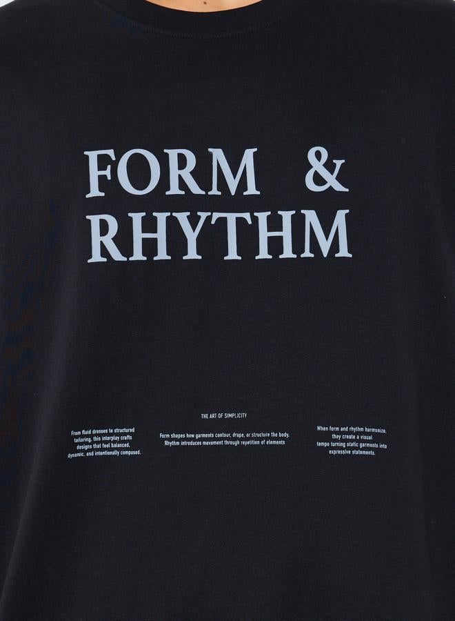 Styli Men Black Graphic Print Oversized T-Shirt - Image 3