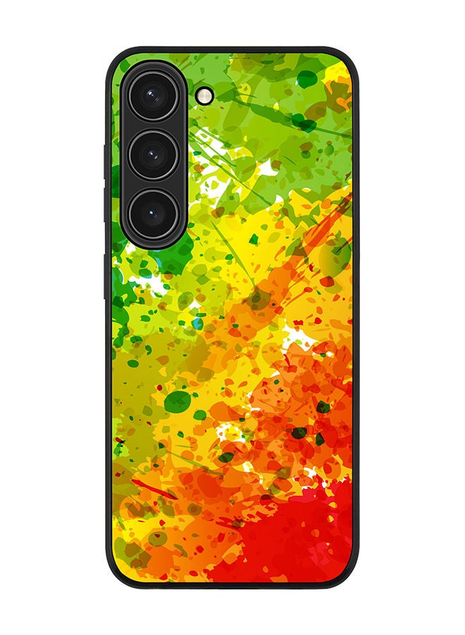 Stylizedd Rugged Black edge case for Samsung Galaxy S23 5G Slim fit Soft Case Flexible Rubber Edges Anti Drop TPU Gel Thin Cover - Tropical Splash - Image 1