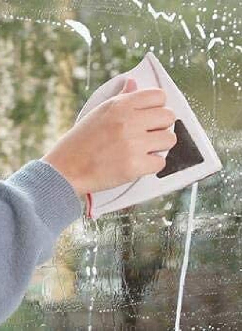 GENNEXT Double-side Magnetic Glass Wiper Window Cleaner Surface Cleaning Brush Triangle Cleaning Tools for High House Glass Windows - Image 1