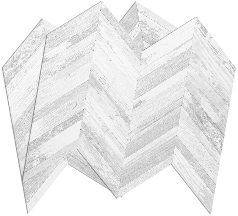 DICOFUN 10-Sheet Herringbone Peel and Stick Backsplash, Vintage White Wood Look PVC Stick on Backsplash for Kitchen and Bathroom - Image 1