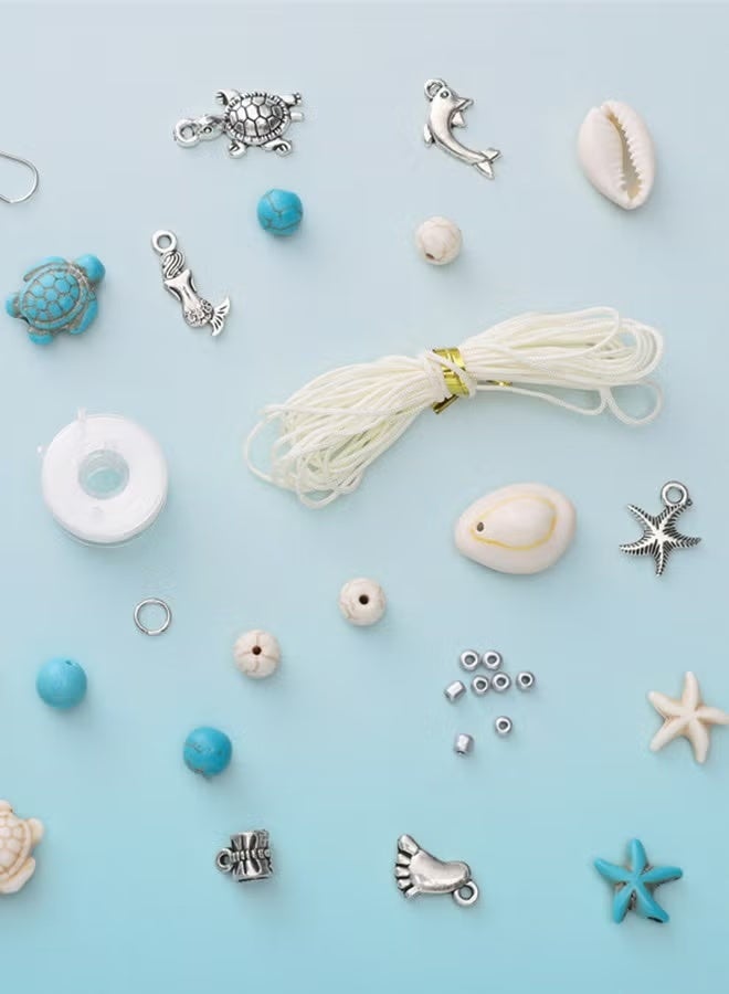 715 pcs Ocean Style Vacation Turquoise, Synthetic Turquoise Beads, Turtle Beads Charms Starfish Gemstone Stone for Jewelry Making DIY Bracelet Necklace - Image 3