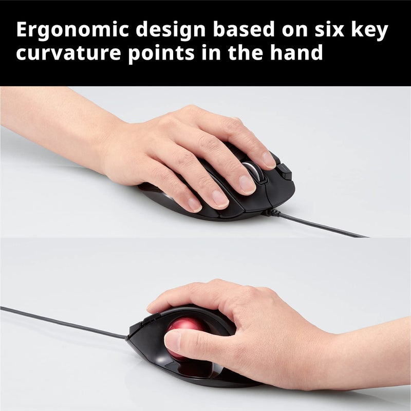 ELECOM EX-G Wired Trackball Mouse, Ergonomic Thumb Control, Smooth Tracking Roller Ball, 5 Programmable Buttons, Tilt Scroll, Computer Mice for PC Mac - Image 4