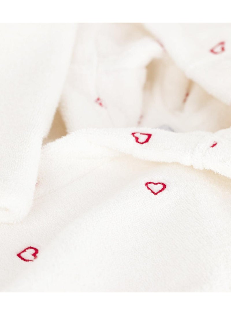 Petit Bateau Children's cotton terry bathrobe with embroidered hearts - Image 3