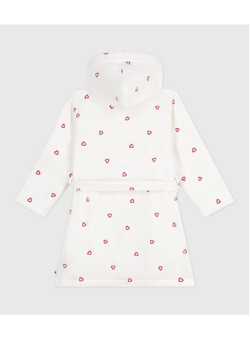 Petit Bateau Children's cotton terry bathrobe with embroidered hearts - Image 2