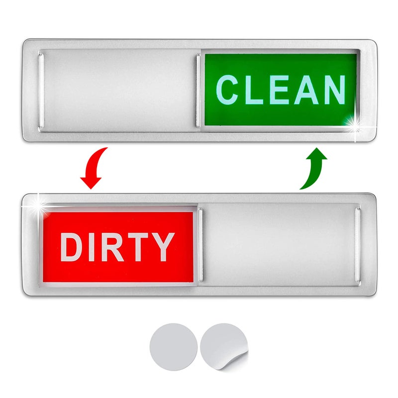 SETTER HOME Premium Clean Dirty Dishwasher Magnet Dirty Clean Sign for Dishwasher Easy to Read and Strong Slide for Changing Signs Heavy Duty Magnet with Optional Stickers Red  Green Silver 