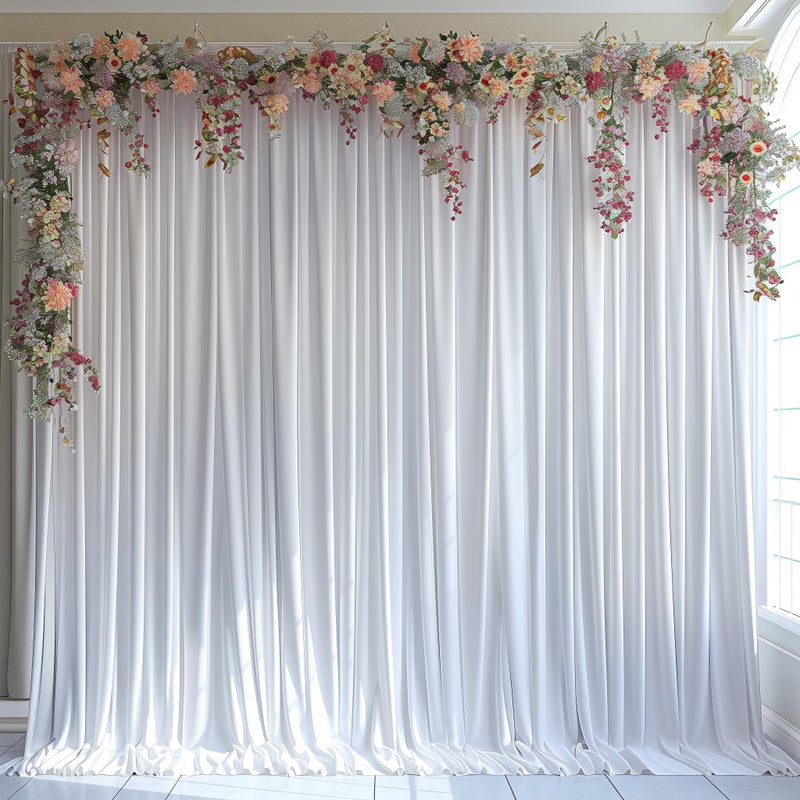 ESGOTBME 20x10ft Wrinkle Free White Backdrop Curtain for Parties Soft Fabric Drapes Wedding White Curtain Backdrop for Birthday Party Decorations Background for Photography 5x10ft, 4 Panels - Image 3