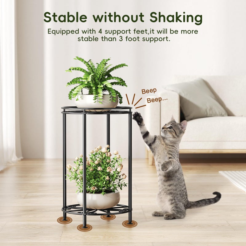 Josmimic Plant Stand 2-Tier 10.2in Width 16.4in Tall Flower Pot Rack Small Plant Table Metal For Indoor Outdoor - Image 4