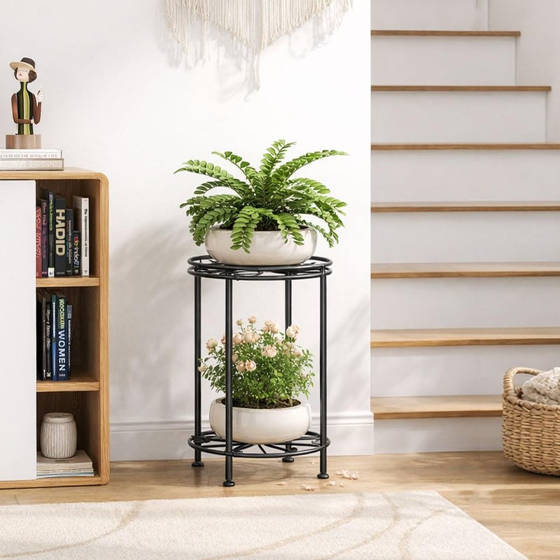 Josmimic Plant Stand 2-Tier 10.2in Width 16.4in Tall Flower Pot Rack Small Plant Table Metal For Indoor Outdoor - Image 5