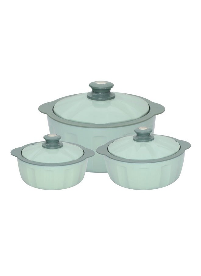 JAYPEE - JAYPEE HOTFEAST Inner Stainless-Steel Insulated Casserole (800+1200+1500) ml Set of 3 with Lockable Lid, BPA Free Set |Serving Set | Ideal for Warm & Fresh Food, Green - Image 1