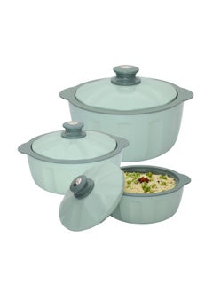 JAYPEE JAYPEE HOTFEAST Inner Stainless-Steel Insulated Casserole (800+1200+1500) ml Set of 3 with Lockable Lid, BPA Free Set |Serving Set | Ideal for Warm & Fresh Food, Green  - Image 1