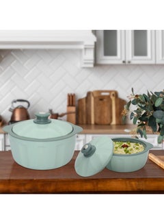 JAYPEE JAYPEE HOTFEAST Inner Stainless-Steel Insulated Casserole (800+1200+1500) ml Set of 3 with Lockable Lid, BPA Free Set |Serving Set | Ideal for Warm & Fresh Food, Green  - Image 2