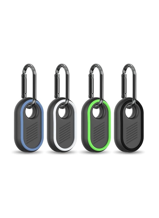Beauenty 4 Pack for Samsung Galaxy SmartTag2 Case Keychain, Case for Galaxy Smart Tag 2 with Key Ring for Keys, Wallet, Luggage, Pets (Black/White/Blue/Green)  - Image 1