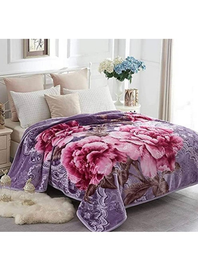 OMAJA HOME Floral Embossed Double Bed Mink Blanket for Winter|Super Soft & Plush Flower Print for AC, 86 x 94 Inches (Pack of 1, Multicolour#10)