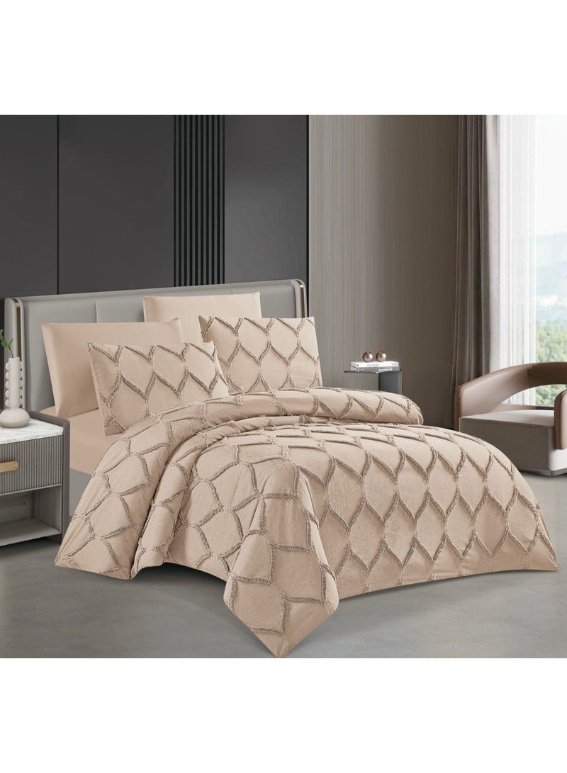 Microfiber Embroidered Soft Quality Comforter Bedding set-King Size 6Pcs 1-PC fitted bedsheet 200 * 200cm,1-PCS Comforter 220 * 240 fixed, 4PCS Super Soft Pillowcases