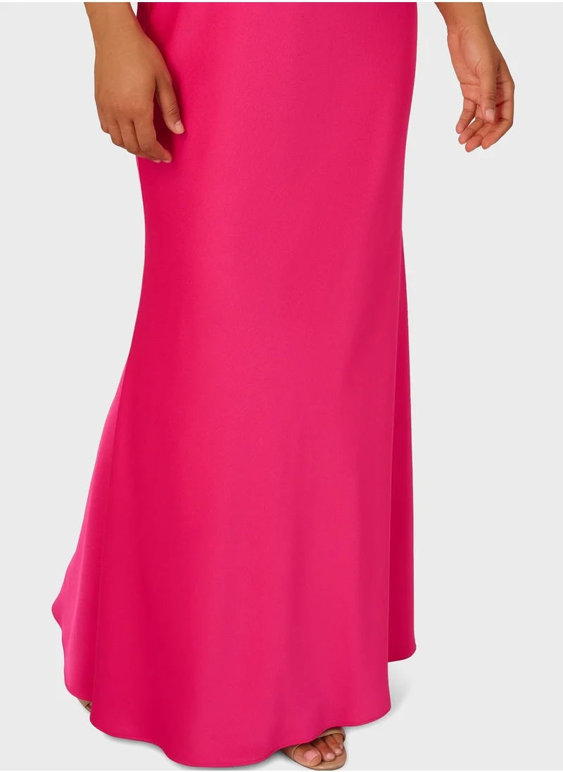 AIDAN MATTOX One Shoulder Satin Dress