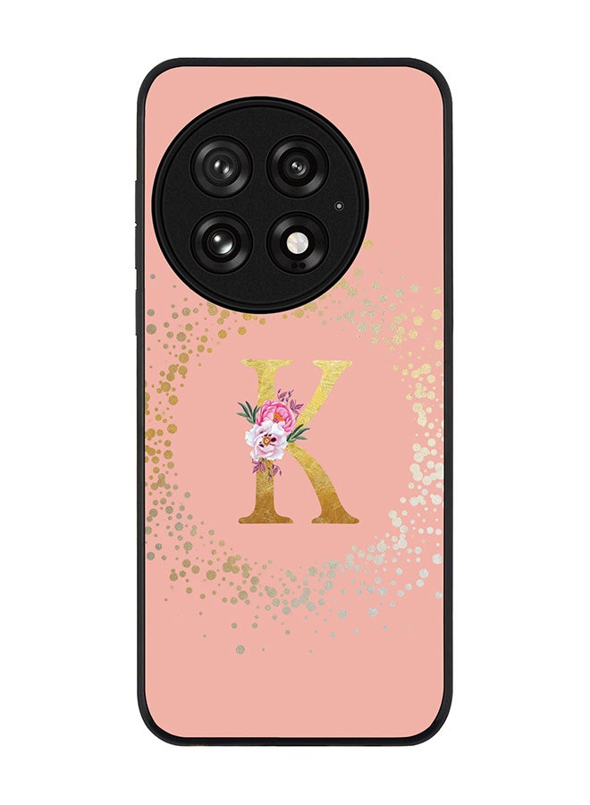 Stylizedd For OnePlus 13 5G Case,Slim fit Camera Protection, Shockproof Thin Phone cover  - Custom Monogram Floral - K  (Rose Pink ) - Image 1